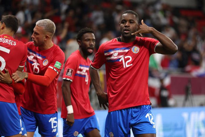 Campbell leads the celebrations for Costa Rica.