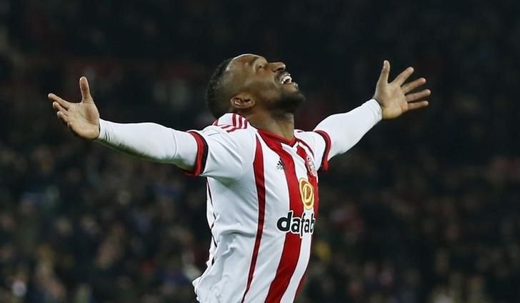 Jermain Defoe celebrates after scoring the third goal for Sunderland Mandatory Credit: Action Images / Lee Smith Livepic