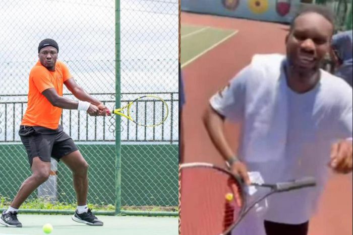 Watch: Jay Jay Okocha brags after beating Asamoah Gyan in tennis contest
