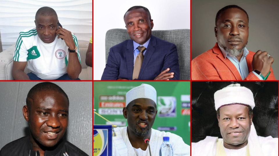 2022 NFF Presidential aspirants (top L-R): Musa Ahmadu, Jonathan Akpoborie and David Doherty, (bottom L-R): Ben Akwuegbu, Mainasara Illo and Danladi Bako