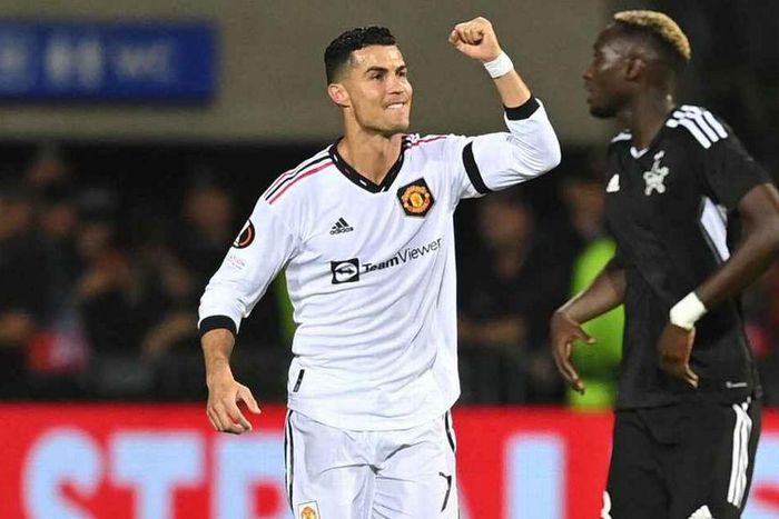 Cristiano Ronaldo celebrates goal against Sheriff Tiraspol