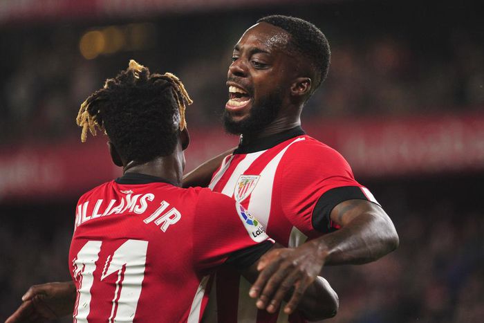 Inaki and Nico Williams in warm embrace.