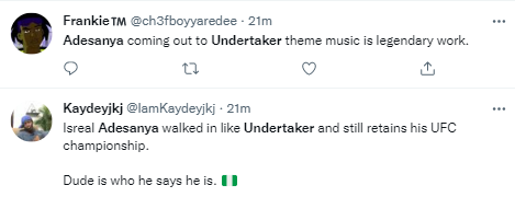 Reactions as Adesanya channels Undertaker