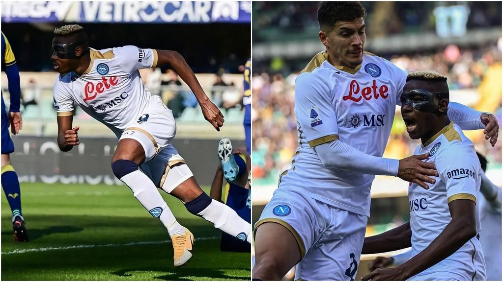Victor Osimhen scored twice for Napoli against Verona