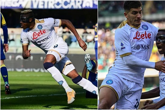 Victor Osimhen scored twice for Napoli against Verona
