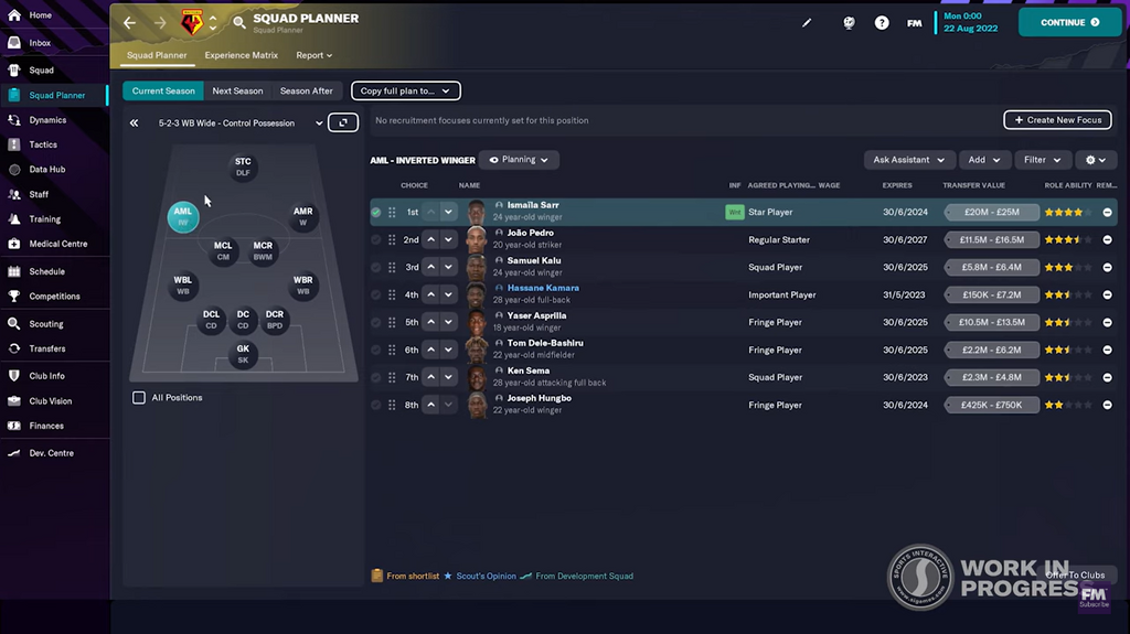 The Squad planner will allow you plan your team over the course of a couple of seasons