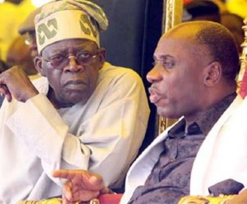 APC National Chairman, Bola Tinubu (left) and former Rivers State Governor, Rotimi Amaechi