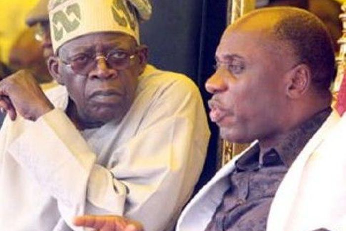 APC National Chairman, Bola Tinubu (left) and former Rivers State Governor, Rotimi Amaechi