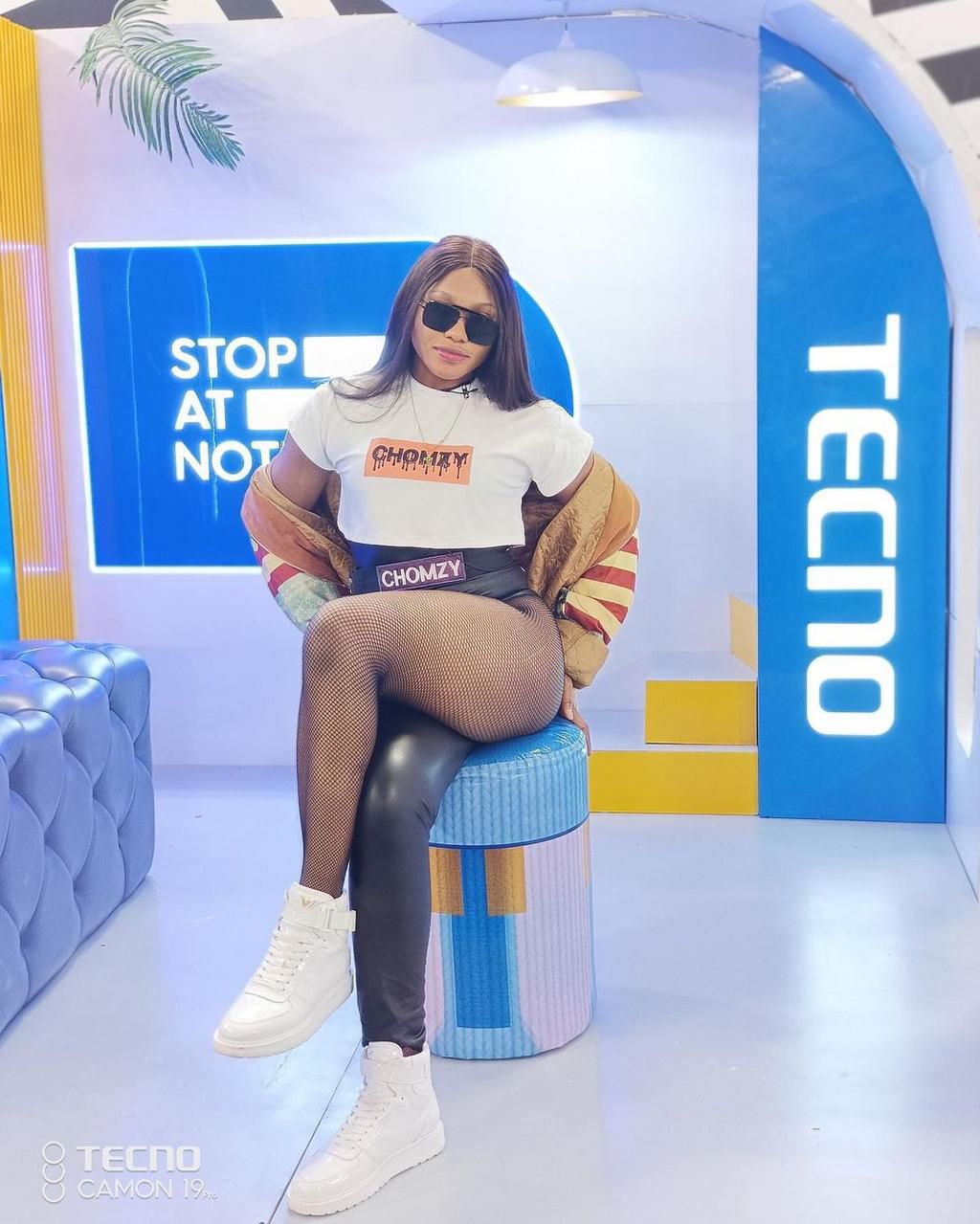 Chomzy certainly looked sexy in her costume [Instagram/Tecnomobileng]