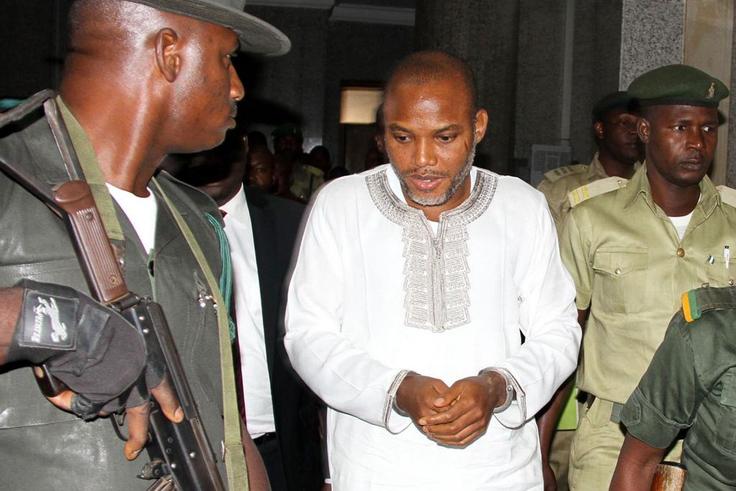 Nnamdi Kanu during his trial in Abuja, on February 9, 2015/ AFP