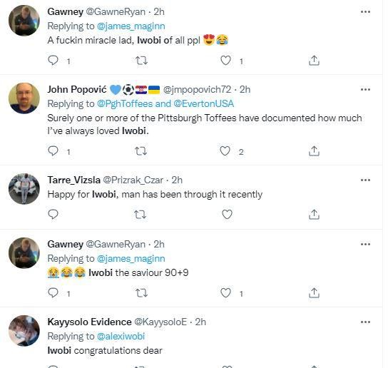 Reactions as Alex Iwobi scores for Everton against Newcastle United