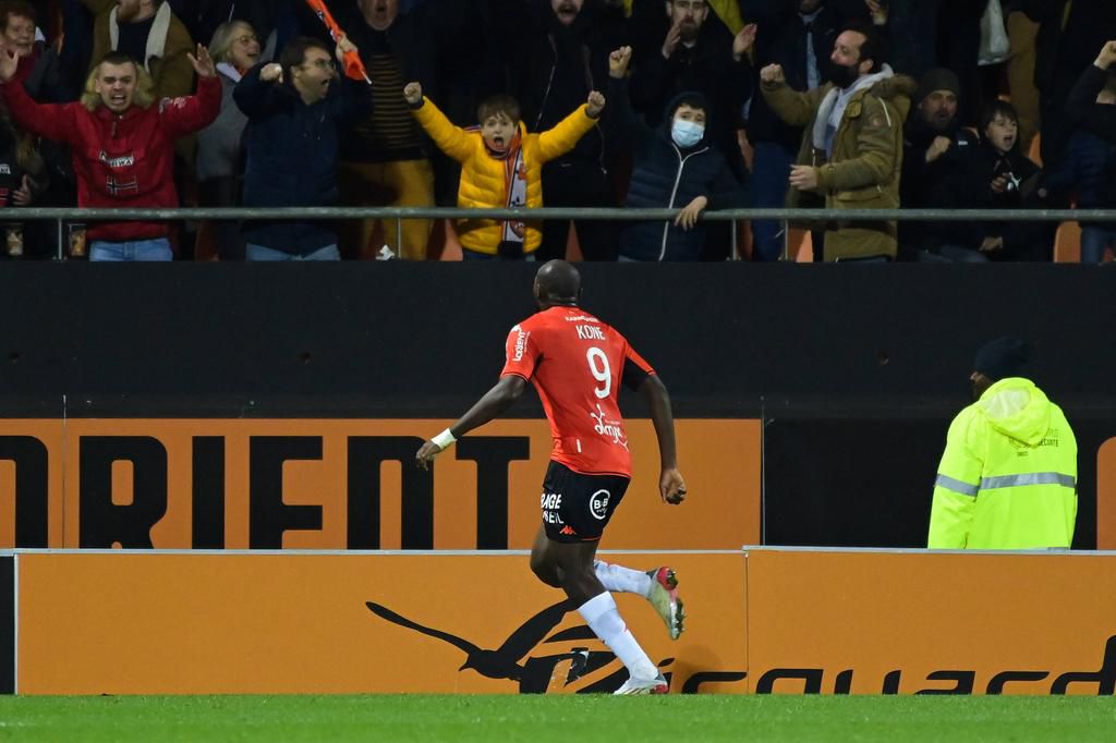 Ibrahima Kone celebrating his second goal of the game
