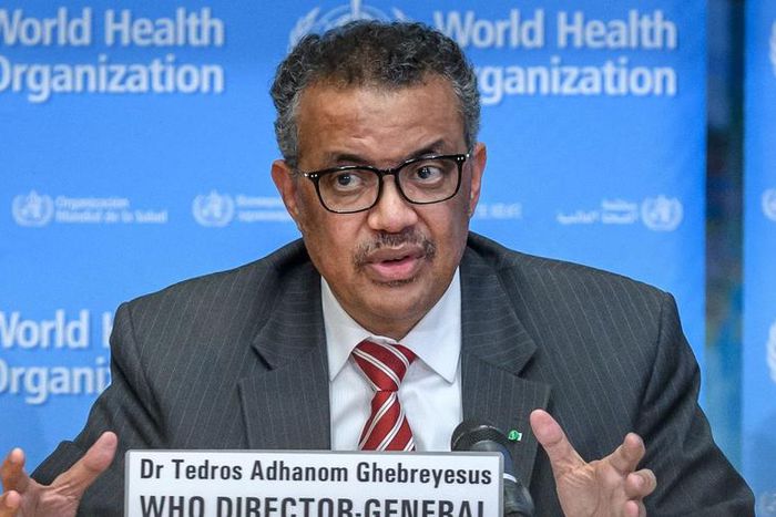 World Health Organization (WHO) Director-General Tedros Adhanom Ghebreyesus attends a daily press briefing on COVID-19 at the WHO headquarters on March 11, 2020 in Geneva.
