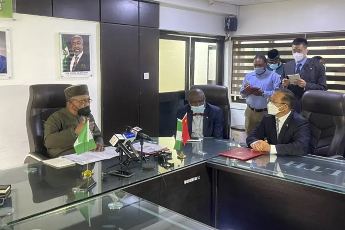 Chinese Ambassador to Nigeria, Cui Jianchun, and Nigeria’s Minister of Health, Osagie Ehanire, at signing of Letter of Intent to improve healthcare services in both countries on Friday in Abuja. [NAN]