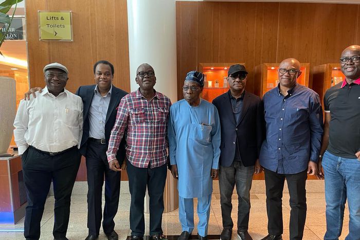 Obasanjo, Obi meet 'team Wike' in London. [Facebook:Olalekan Adetayo]