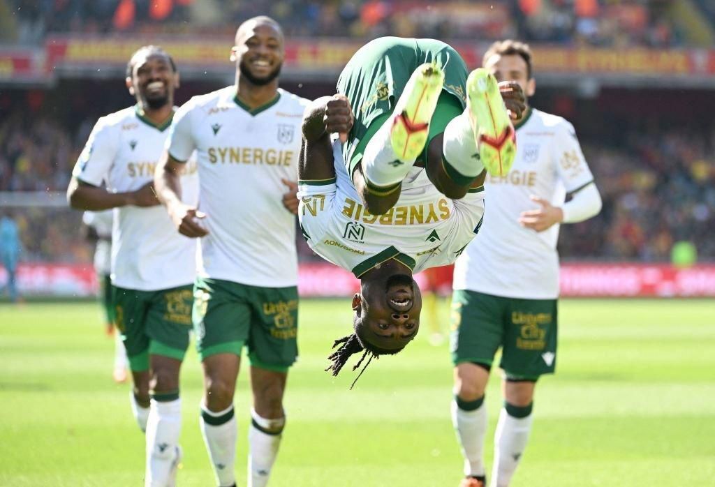 Moses Simon hit his trademark goal celebration after scoring for Nantes