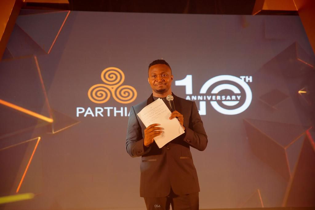 Funny Bone cracking jokes at the event