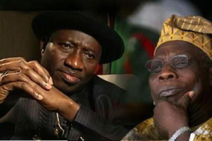 Goodluck Jonathan and Olusegun Obasanjo (PMNEWS)