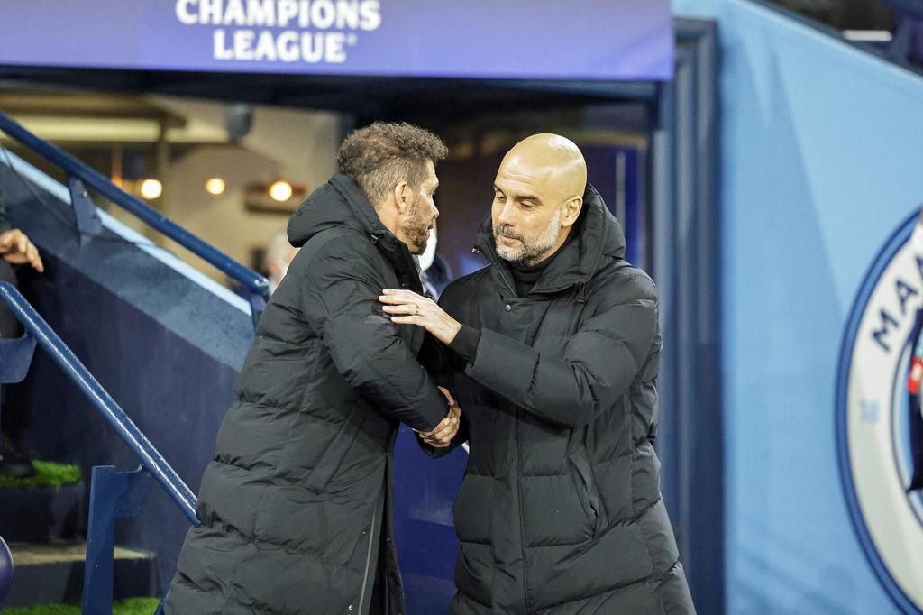 Diego Simeone and Pep Guardiola in Man City's win against Atletico on Tuesday night