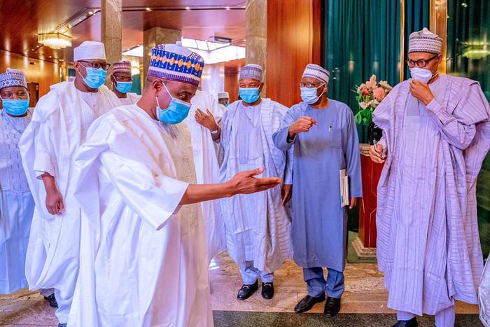 President Muhammadu Buhari (right) with governors of northern states [Presidency]