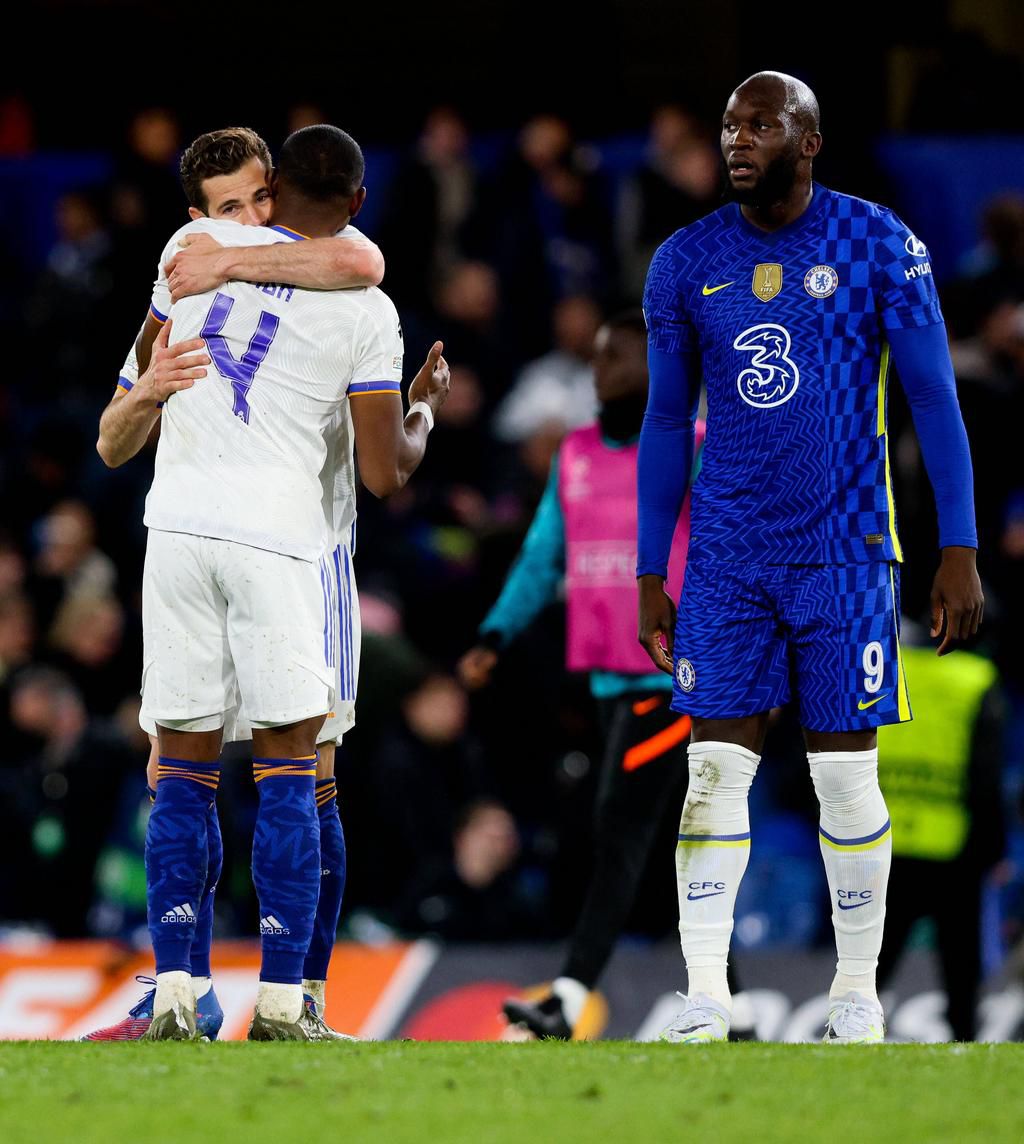 A dejected Romelu Lukaku after the first leg defeat.