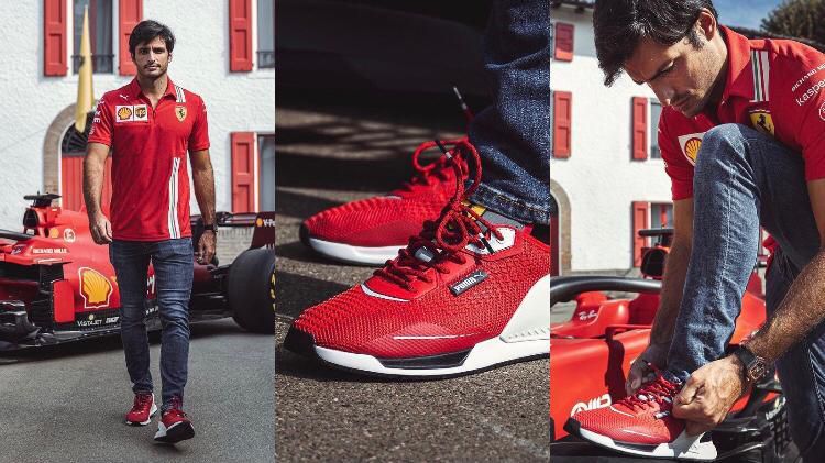 Carlos Sainz debuts the new Puma Scudari Ferrari ION speed kicks