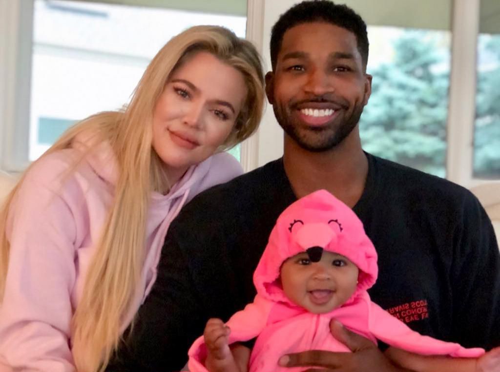 Tristan and Khloe with their daughter, True