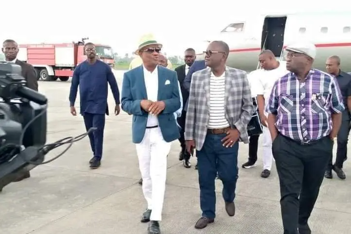Wike and his team swagger into Port Harcourt after London expedition.