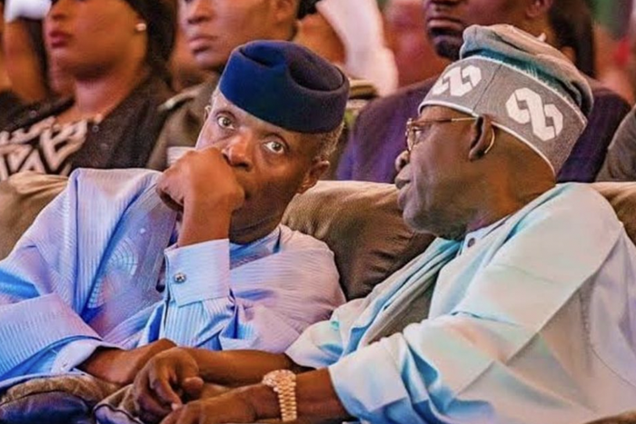 Vice President Yemi Osinbajo and APC National leader, Bola Tinubu (Africa Report)
