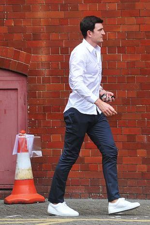 Harry Maguire arriving the Registry Office