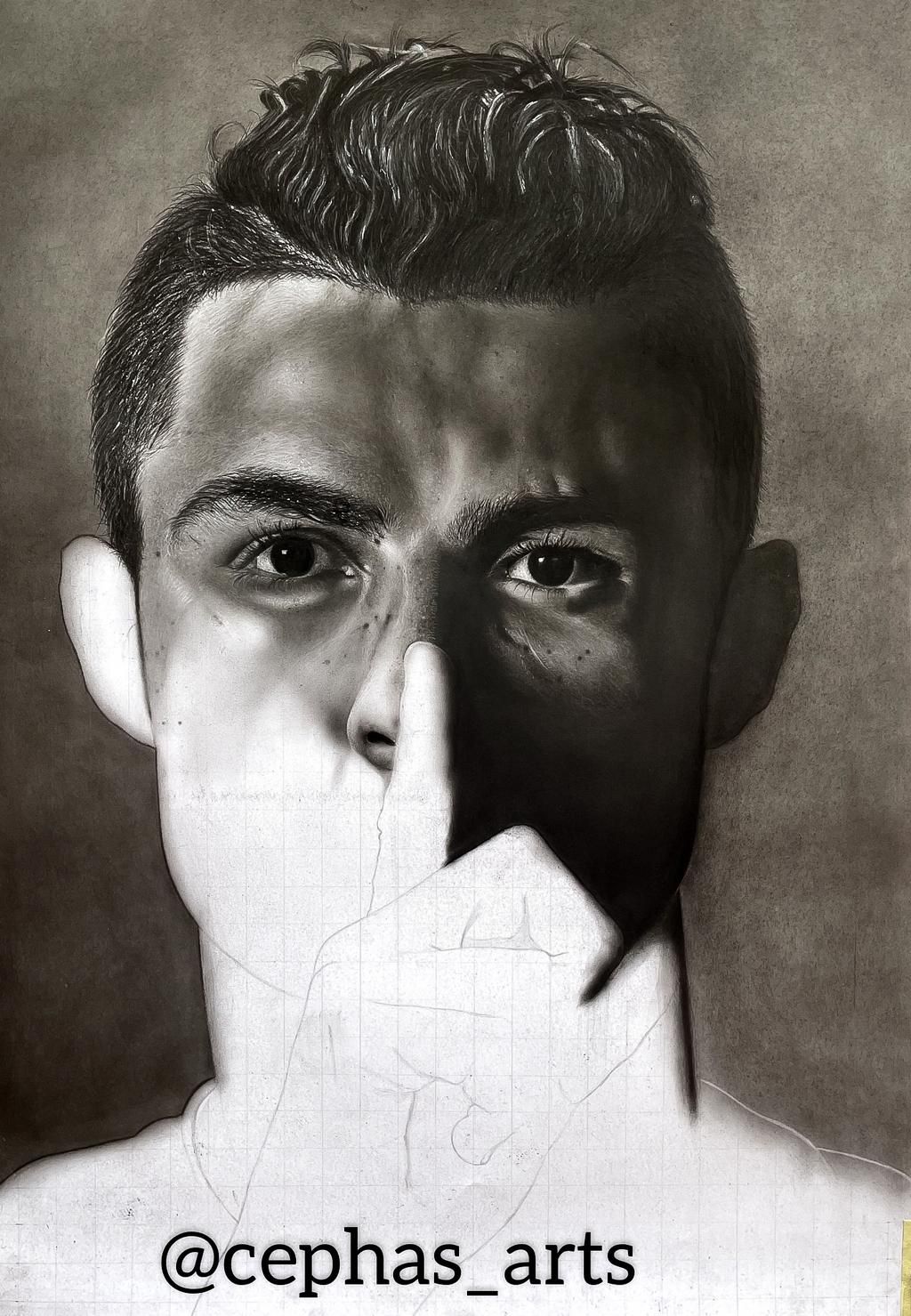 Cristiano Ronaldo charcoal fan art by Cephas