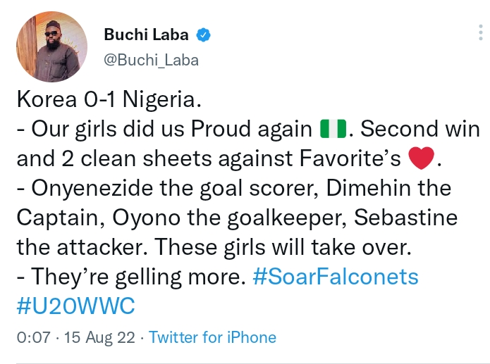 Reactions from Nigerians as Falconets win again to book quarter-final ticket.