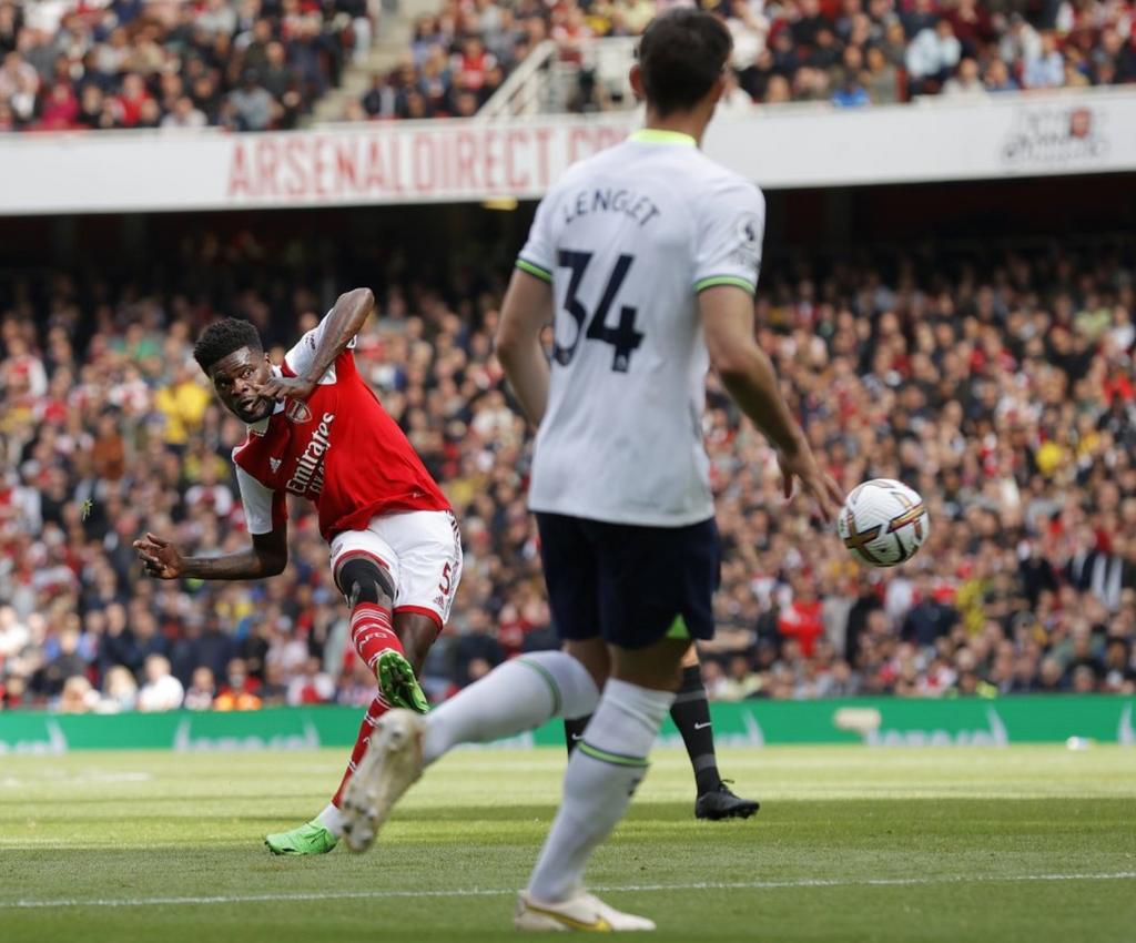 Thomas Partey opened the scoring for Arsenal against Spurs in the North London derby