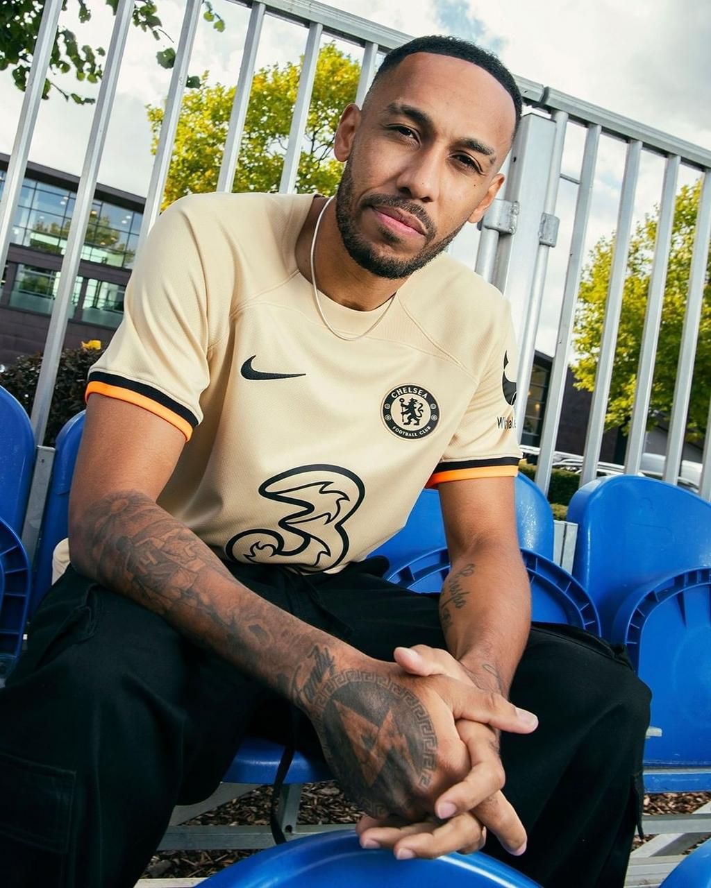 Aubameyang models new Chelsea 3rd jersey [Photos]