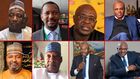 2022 NFF Elections presidential aspirants (top L-R): Ibrahim Gusau, Shehu Dikko, Seyi Akinwunmi, and Christian Emeruwa, (bottom L-R): Suleiman Yahaya-Kwande, Abba Yola, Amanze Uchegbulam and Idah Peterside