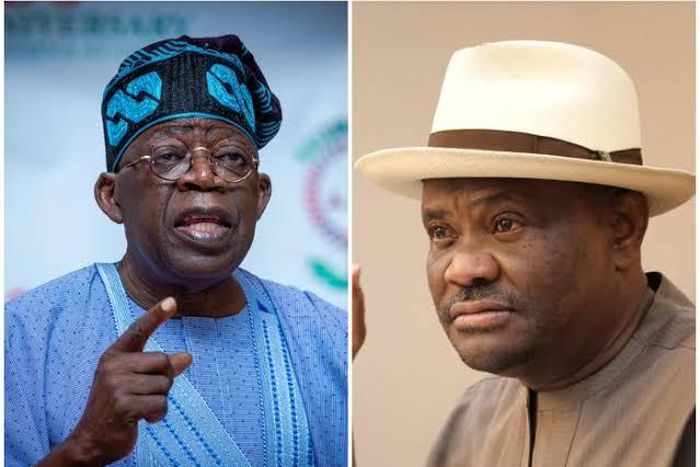 The Presidential candidate of the APC, Bola Tinubu and Governor Nyesom Wike of Rivers State. (Independent)