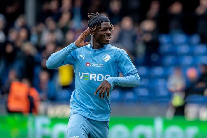 Stephen Odey celebrates his goal against Leicester City.