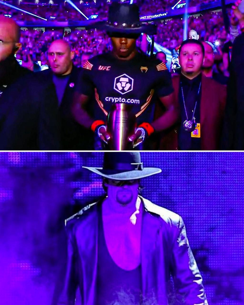 Reactions as Israel Adesanya walks out to the Undertaker theme song against Jared Cannonier