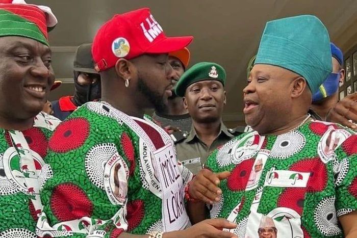 Nigerian music star Davido and his uncle Senator Ademola Adeleke [DavidoFans]