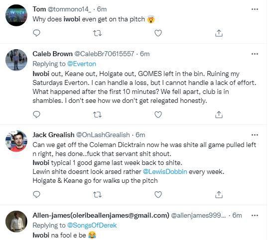 Reactions about Iwobi after Everton's loss to Southampton