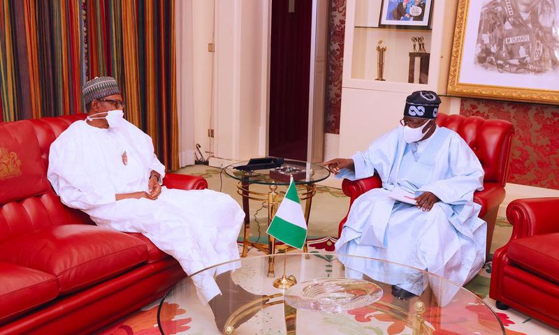 President Muhammadu Buhari and APC National leader, Bola Tinubu. [Presidency]