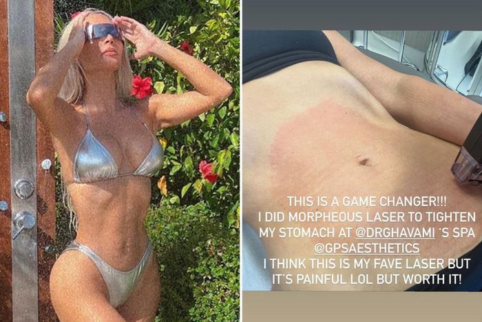 Kim and her incredibly flat belly [Popculturally]