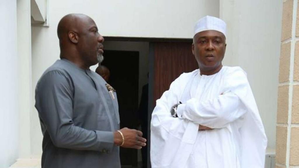 Dino Melaye (left) and the Senate President Bukola Saraki