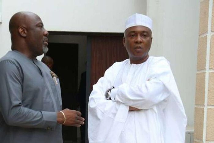 Dino Melaye (left) and the Senate President Bukola Saraki
