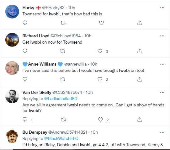 Everton fans wanted Iwobi to come on against Boreham Wood