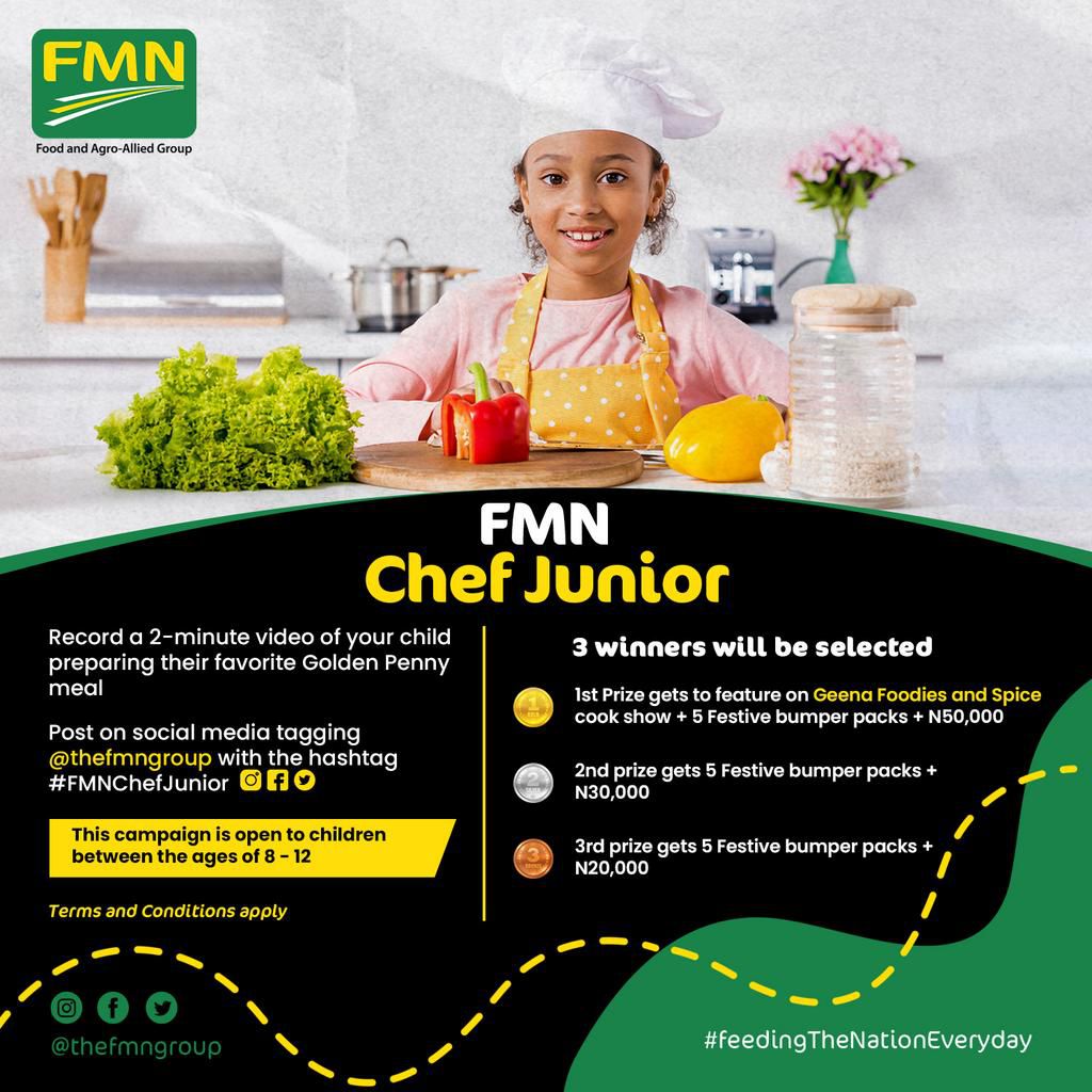 Enlist your child for the FMN Chief Junior competition for a chance to be featured on the Geena Foodies & Spice Cook show