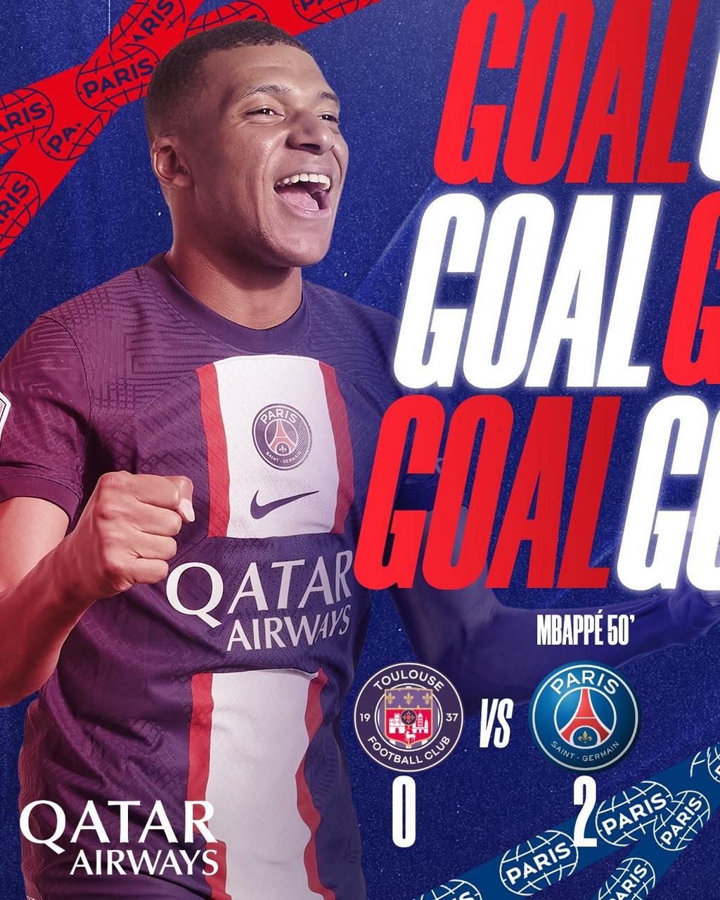 Mbappe scored PSG's second goal of the night against Toulouse