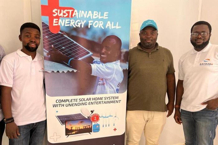 L-R: Babayemi Oluwafemi Area Manager, Sango Ota; Kola Osinowo, CEO, Baobab+ Nigeria and Kolawole Oguntuase, Head of Business Development during the launch of Baobab+ Pay As You Go  Solar in Sango Ota, Ogun State recently