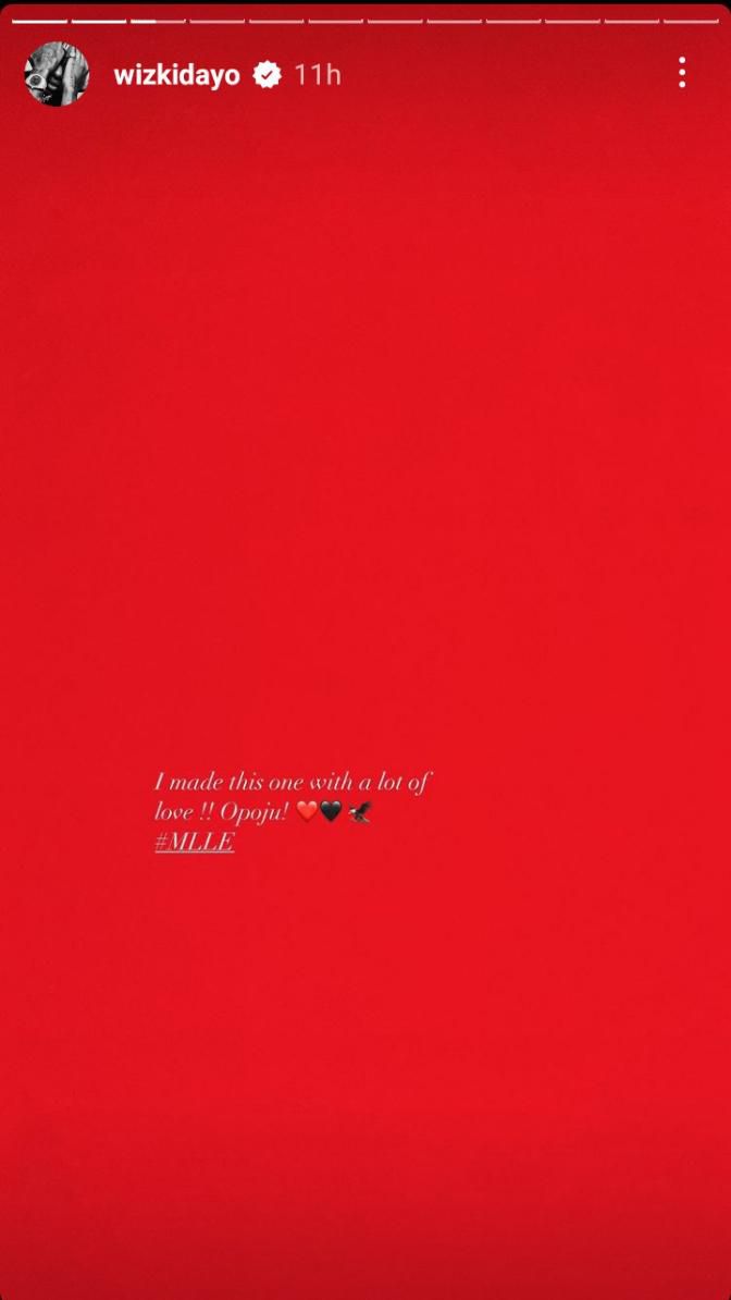 Wizkid's Instagram Story
