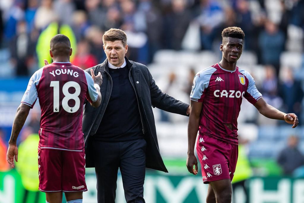 Steven Gerrard and Ashley Young work together at Aston Villa